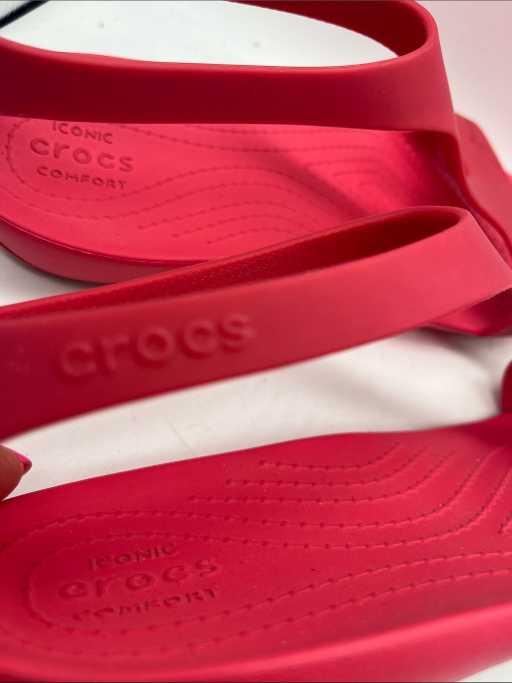 Crocs Serena Sandal/flip Flop Womens Size:5 T-Strap Comfort Watermelon Pink - Picture 5 of 8
